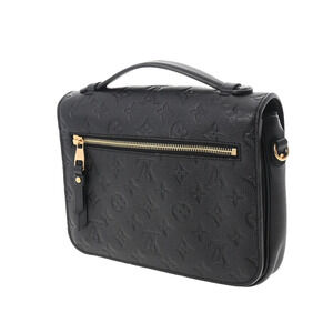 Louis Vuitton Black Pochette Bag Metis Noir Leather Empreinte